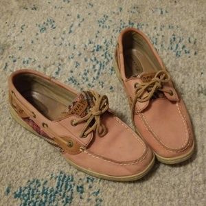 Sperry Leather Pink Plaid Boat Shoes